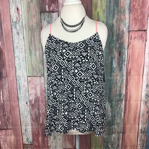 no bourdaries Tops - NWT pattern neon straps summer top